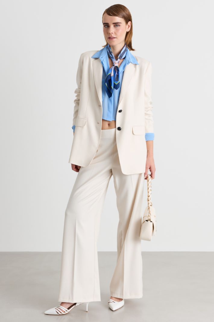 Camicia crop in georgette - AZZURRO - Intrend