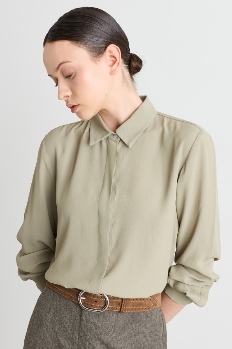 Floral-detail crepe shirt - Intrend
