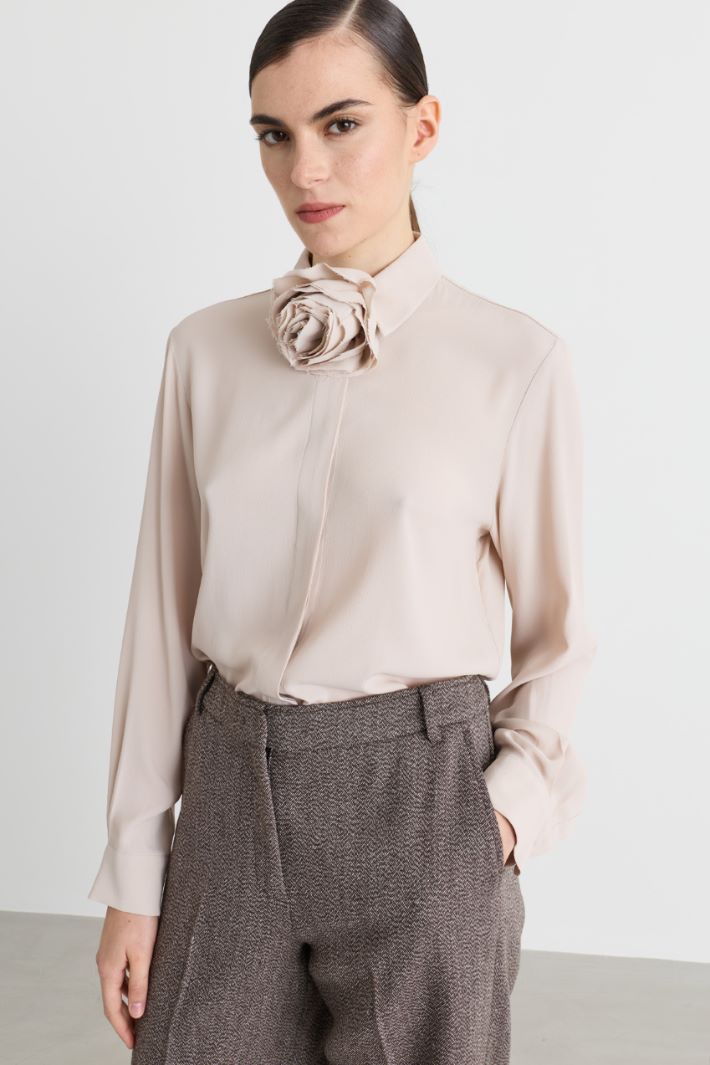 Camicia in crepe con dettaglio floreale - ROSA - Intrend - 2