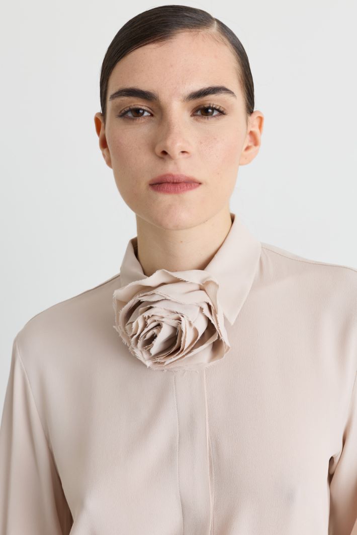 Camicia in crepe con dettaglio floreale - ROSA - Intrend - 3