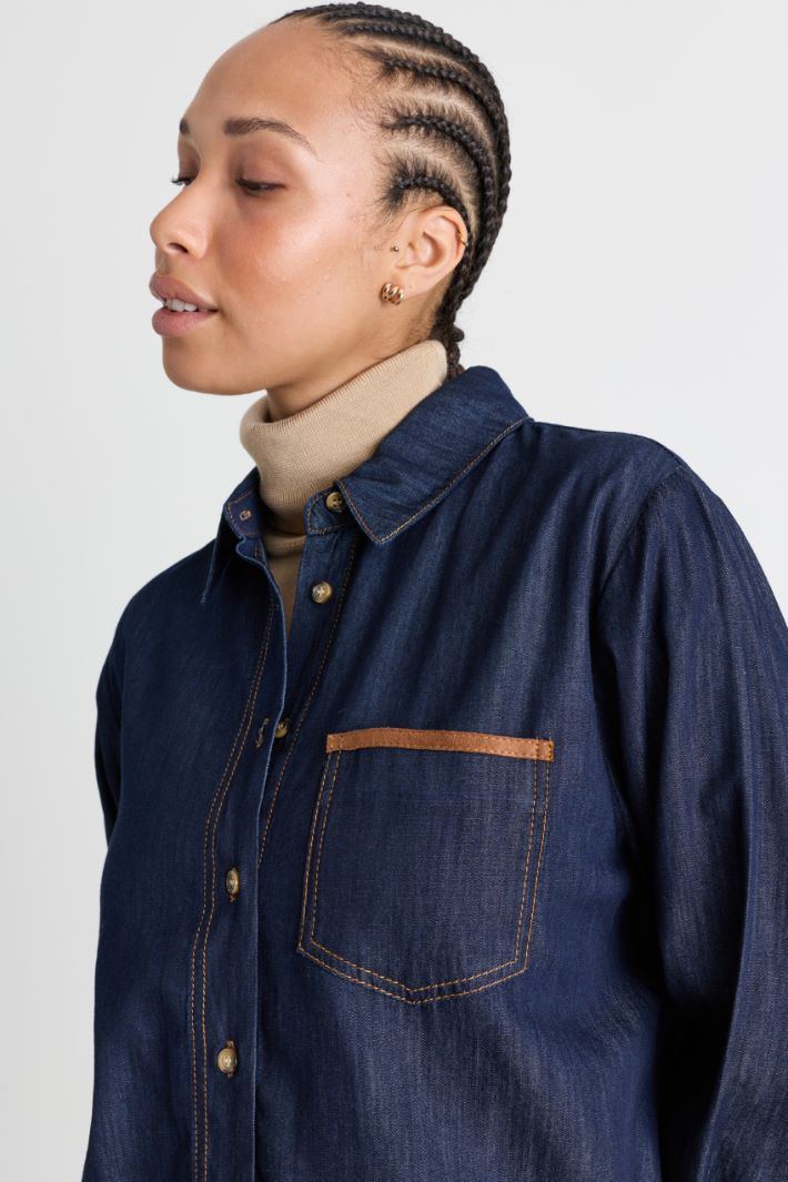 Camicia con taschino - BLU - Intrend - 3