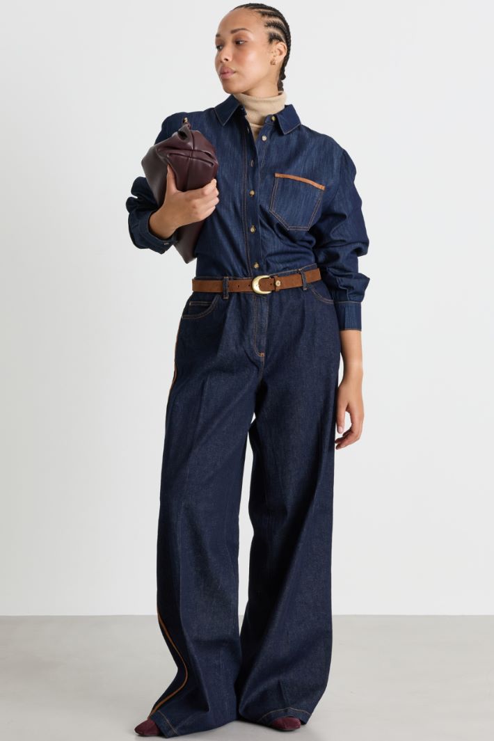 Camicia con taschino - BLU - Intrend