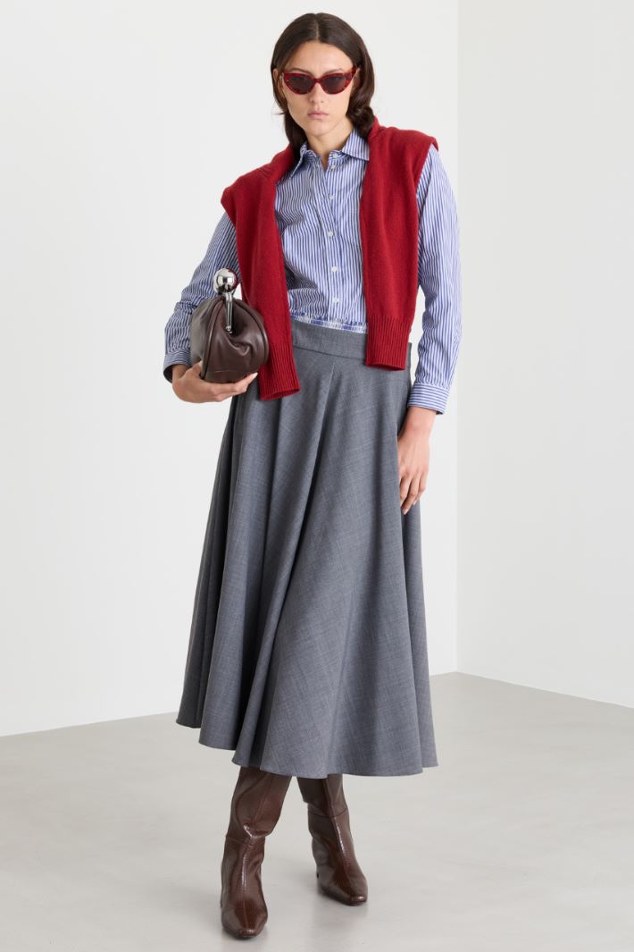 Camicia in popeline con taschino ricamato - BLU - Intrend