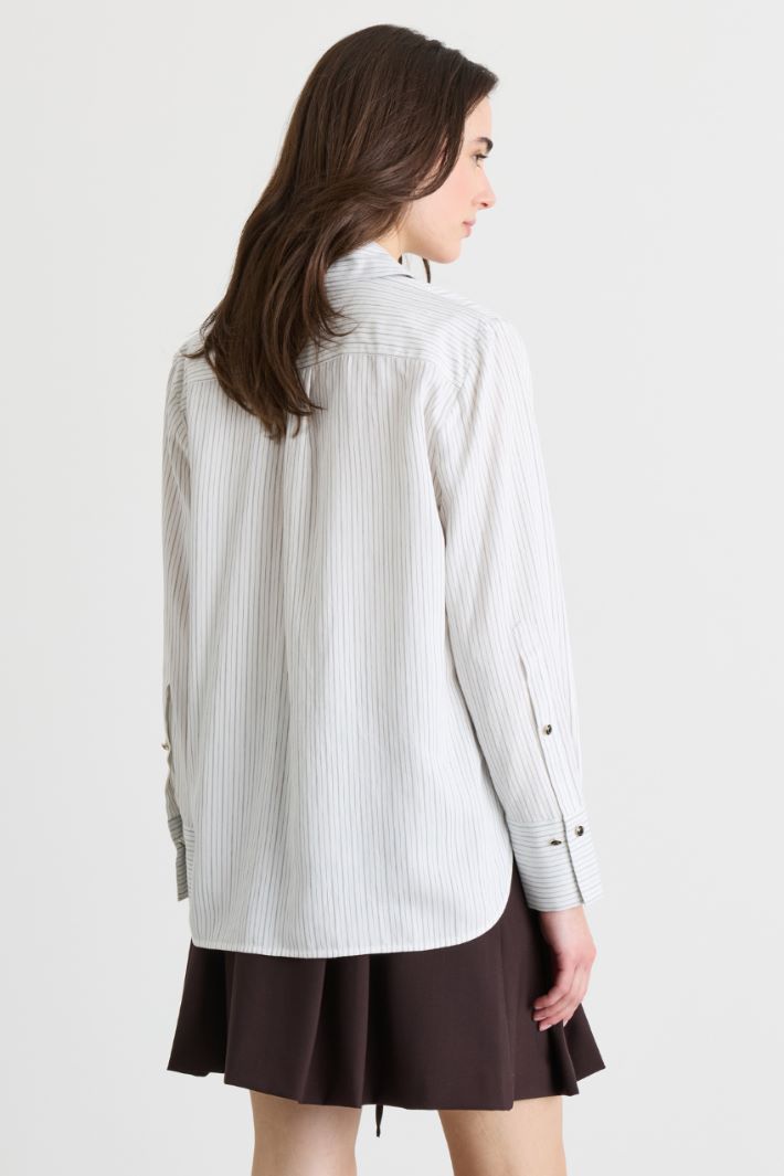 Camicia in twill con spacchi - BIANCO NERO - Intrend - 4
