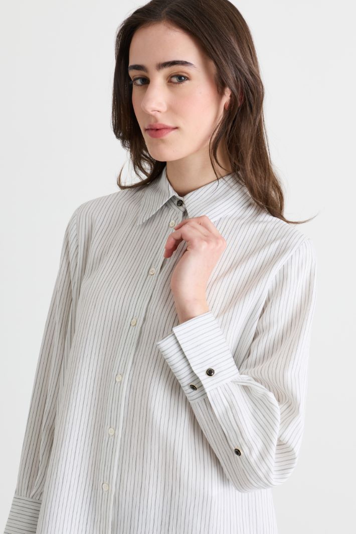 Camicia in twill con spacchi - BIANCO NERO - Intrend - 3