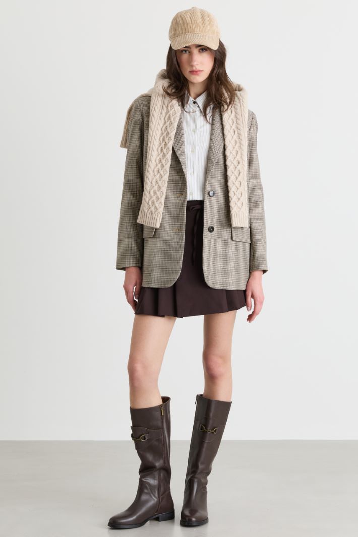 Camicia in twill con spacchi - BIANCO NERO - Intrend