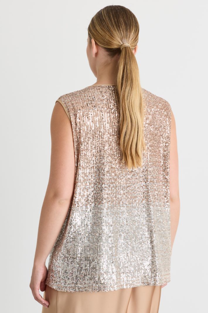 Top con paillettes sfumate - ROSA ARGENTO - Intrend - 4