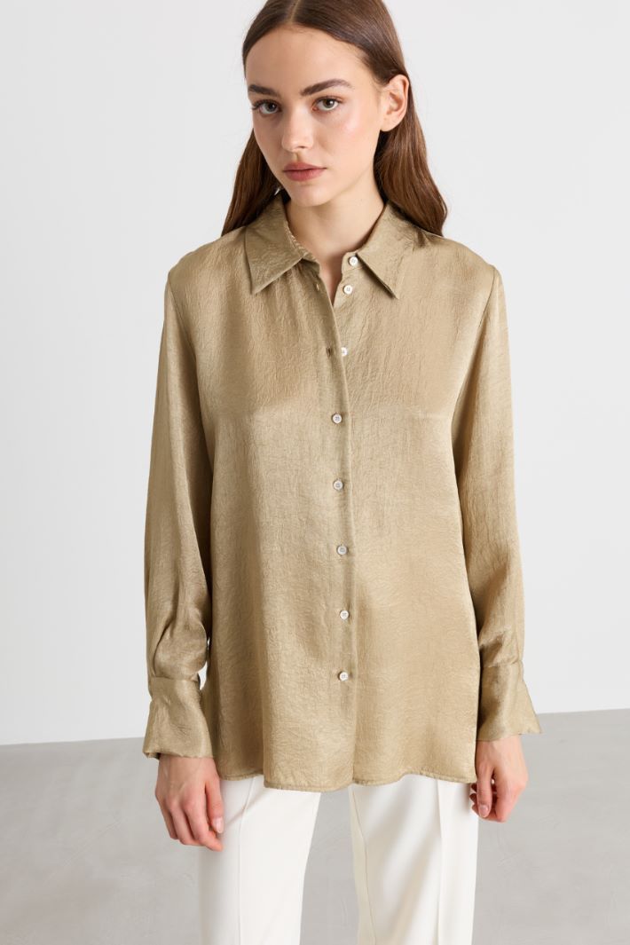 Camicia effetto crinckle - VERDE - Intrend - 2
