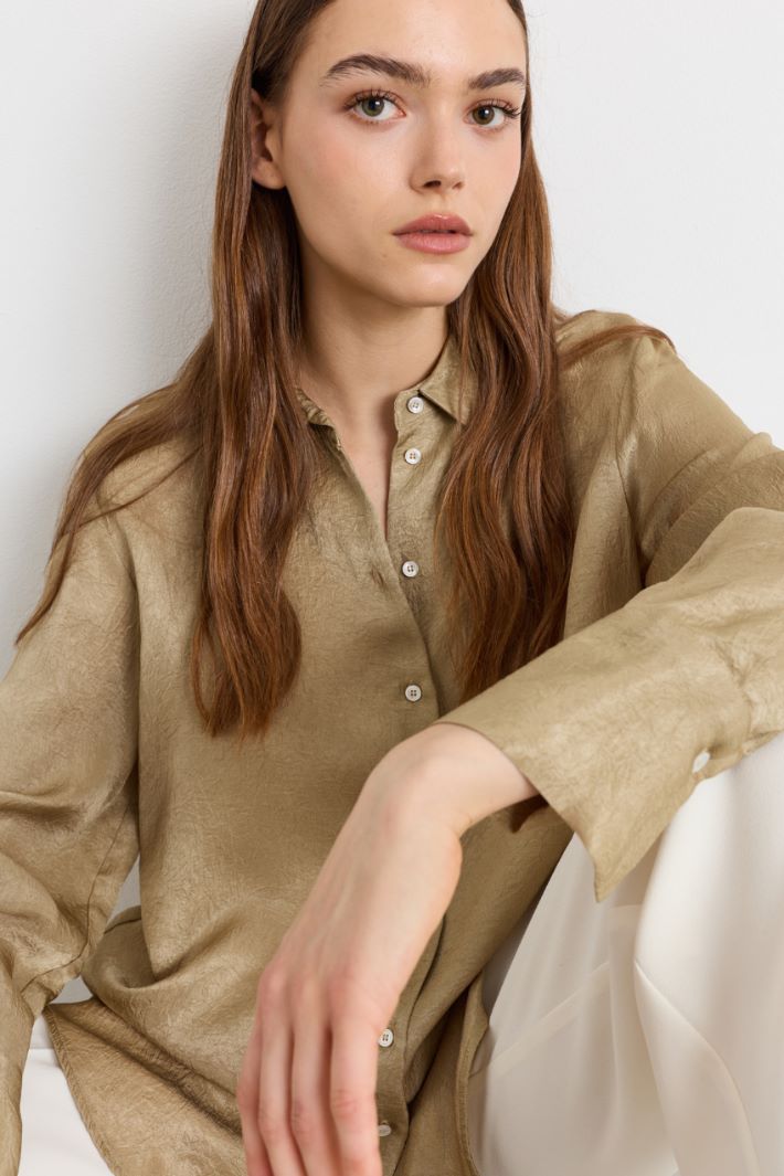 Camicia effetto crinckle - VERDE - Intrend - 3