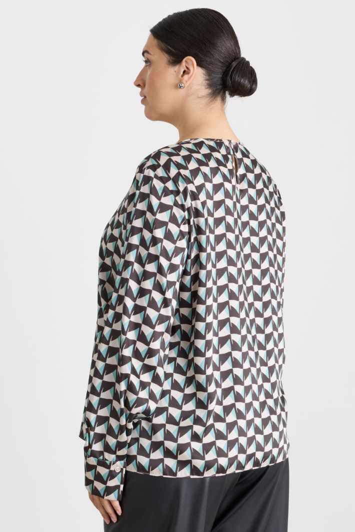 Blusa in twill - NERO AZZURRO - Intrend - 4