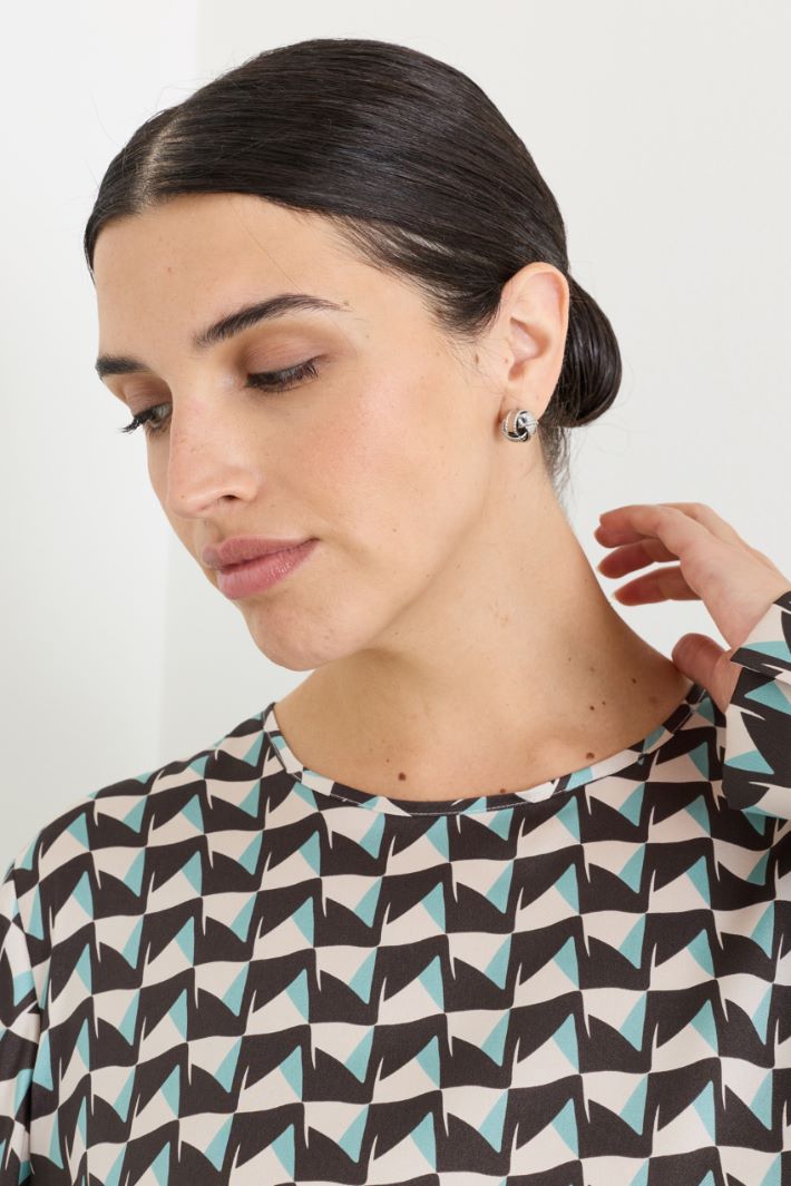 Blusa in twill - NERO AZZURRO - Intrend - 3