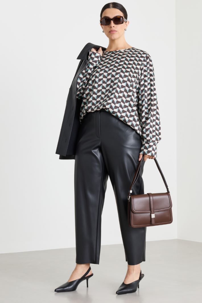 Blusa in twill - NERO AZZURRO - Intrend