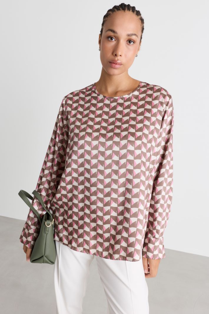 Blusa in twill - MARRONE ROSA - Intrend - 2