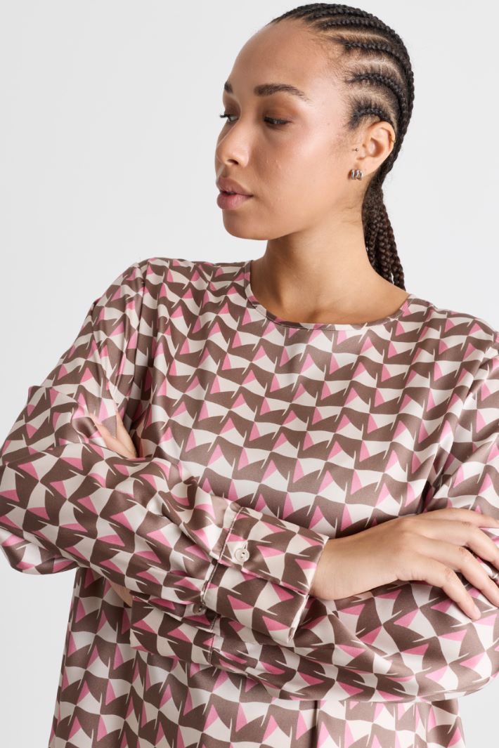 Blusa in twill - MARRONE ROSA - Intrend - 3