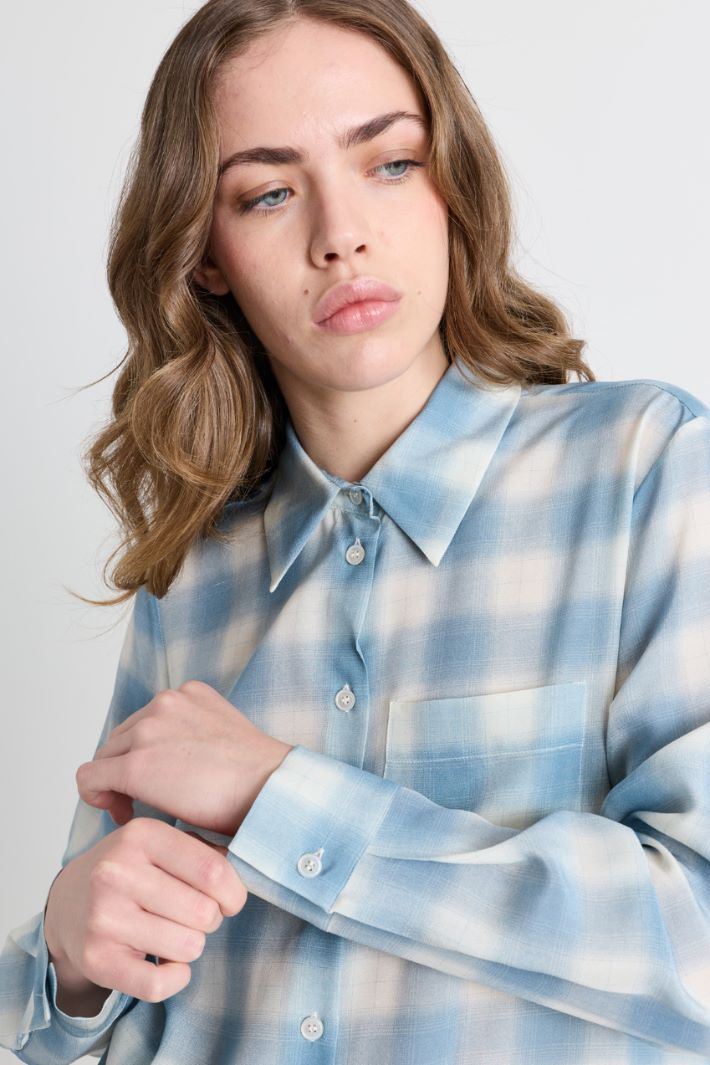 Camicia in crepe di pura seta - AZZURRO - Intrend - 3
