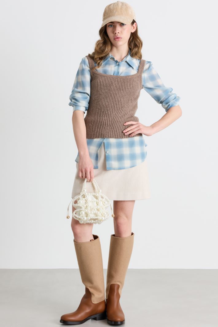 Camicia in crepe di pura seta - AZZURRO - Intrend