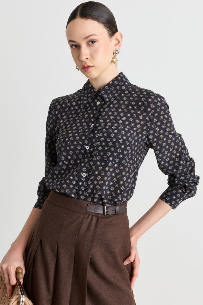 Camicia in crepe di pura seta - BLU - Intrend - 2