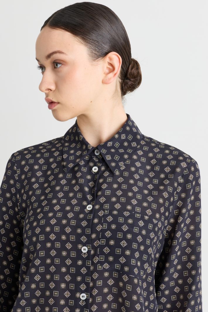 Camicia in crepe di pura seta - BLU - Intrend - 3