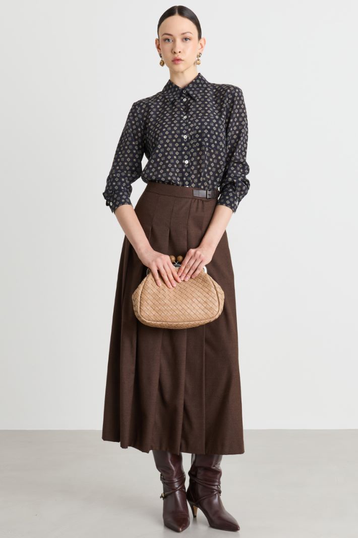 Camicia in crepe di pura seta - BLU - Intrend