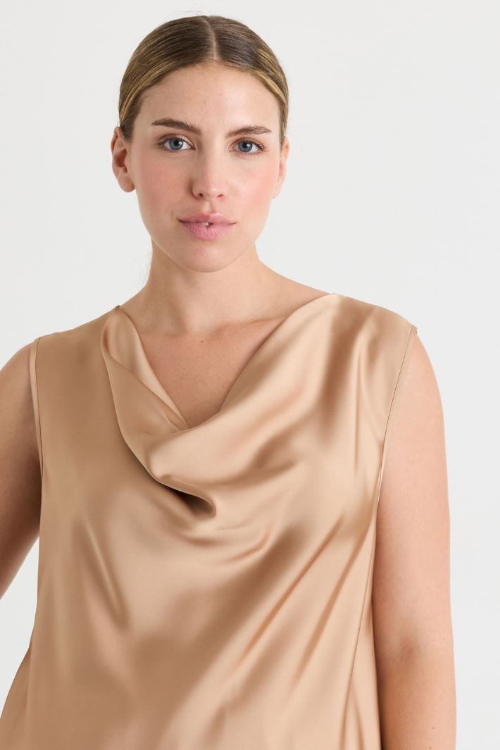 Top in raso drappeggio - CAMMELLO - Intrend - 3