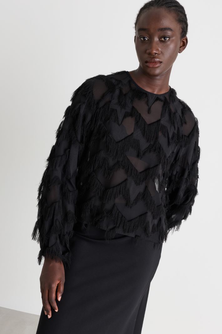 Blusa in fil coupé - NERO - Intrend - 2