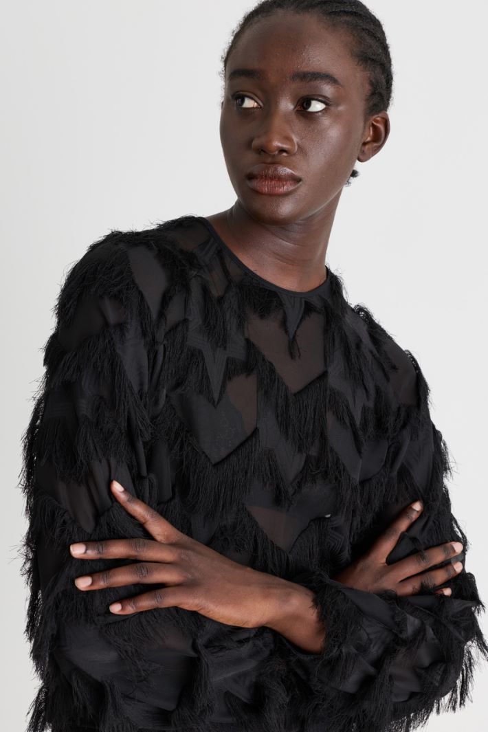 Blusa in fil coupé - NERO - Intrend - 3
