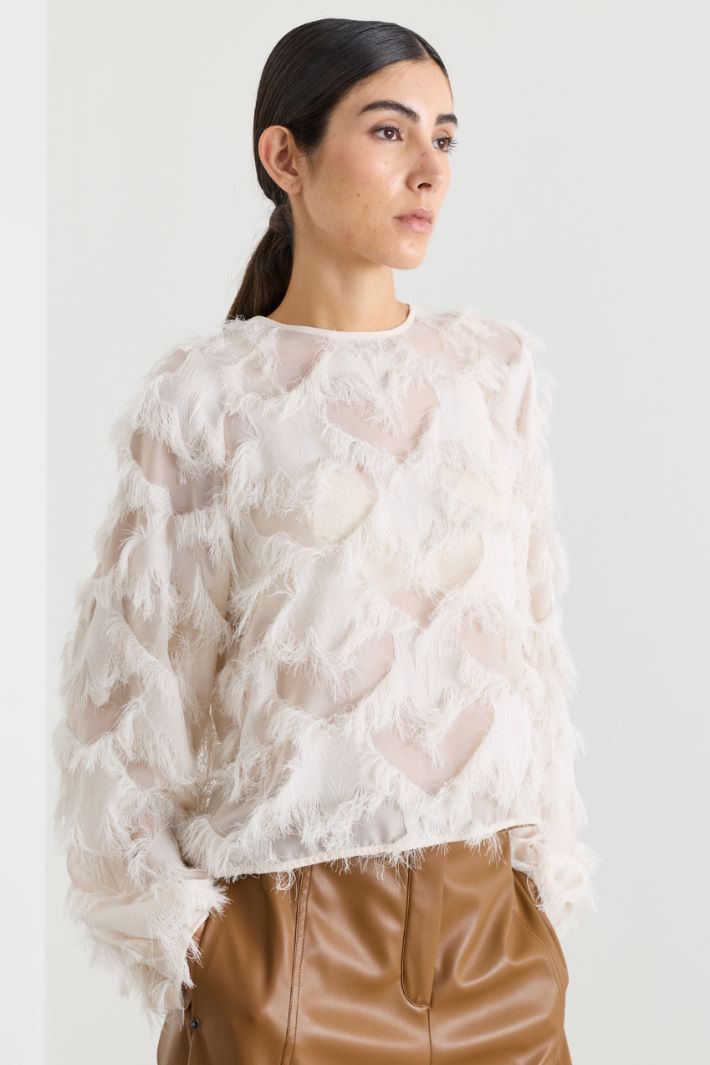 Blusa in fil coupé - BIANCO - Intrend - 2