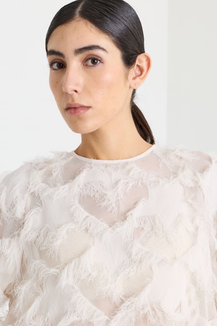 Blusa in fil coupé - BIANCO - Intrend - 3