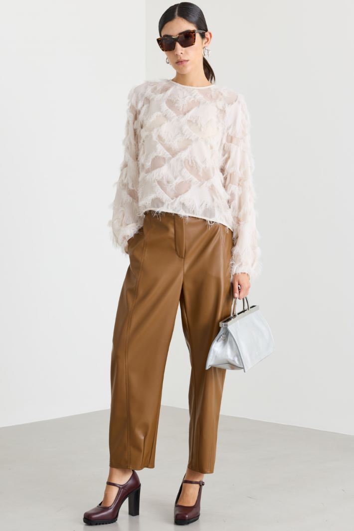 Blusa in fil coupé - BIANCO - Intrend