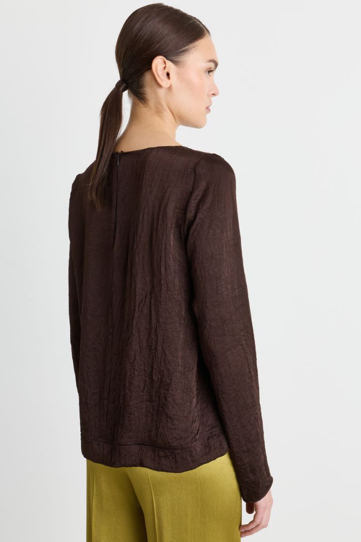 Top in tessuto crinckle - MARRONE - Intrend - 4
