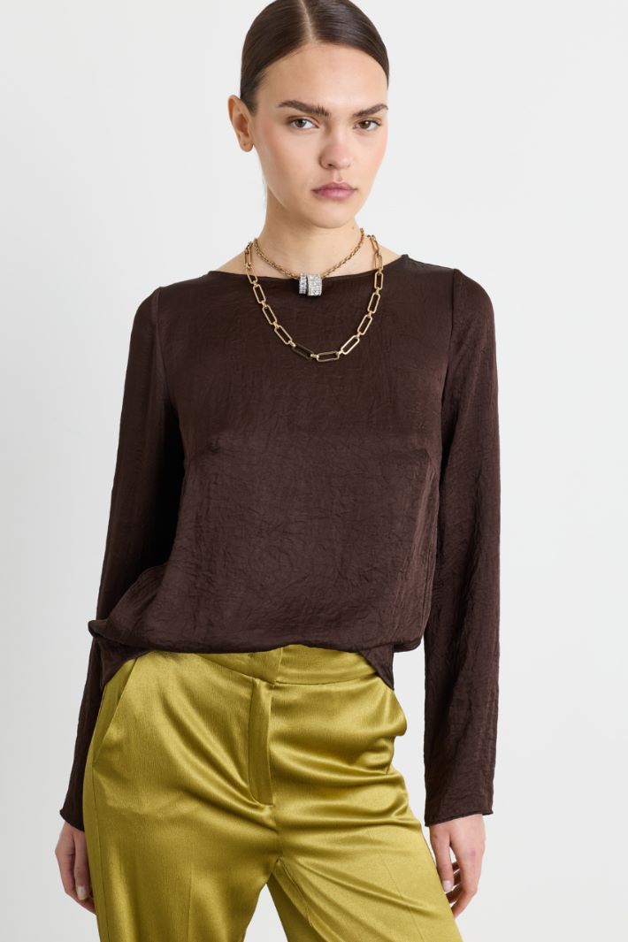 Top in tessuto crinckle - MARRONE - Intrend - 2