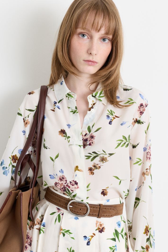 Camicia in crepe de chine - BIANCO ROSA - Intrend - 2