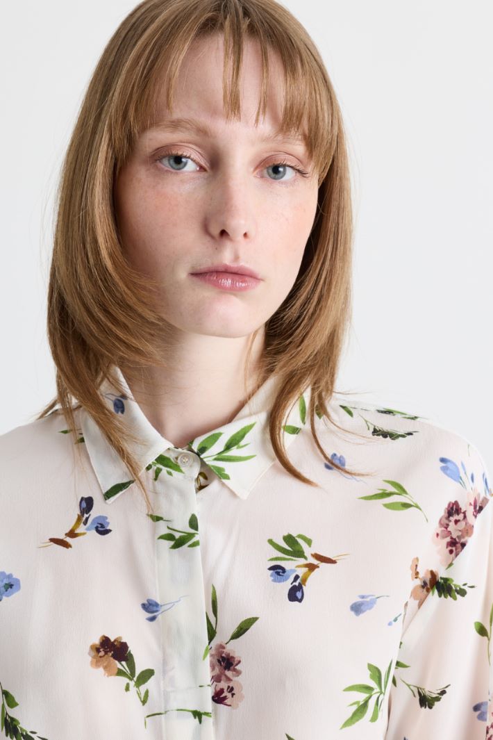 Camicia in crepe de chine - BIANCO ROSA - Intrend - 3