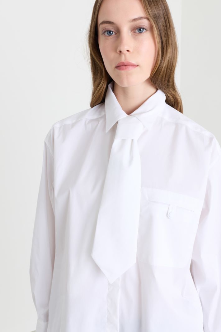Camicia in popeline con cravatta - BIANCO - Intrend - 3