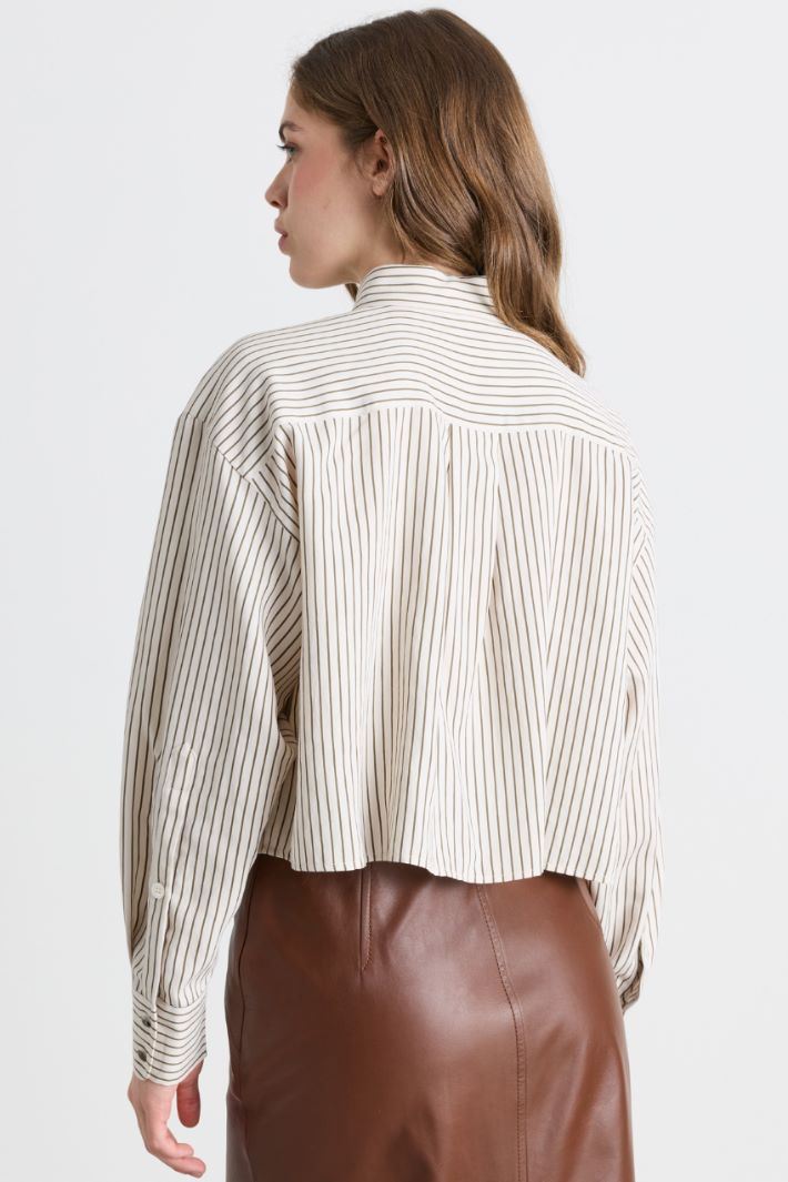 Camicia cropped in twill - BIANCO - Intrend - 4