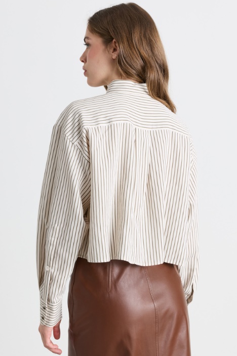 Camicia cropped in twill