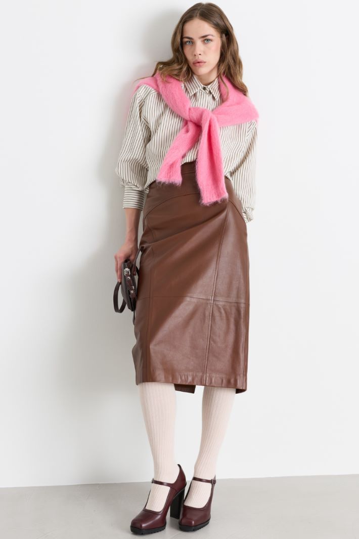 Camicia cropped in twill - BIANCO - Intrend