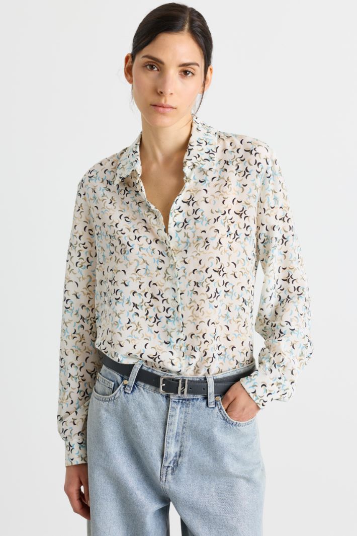 Camicia in crepe stampato - BIANCO - Intrend - 2