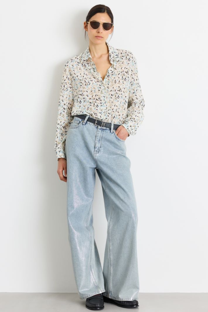 Camicia in crepe stampato - BIANCO - Intrend