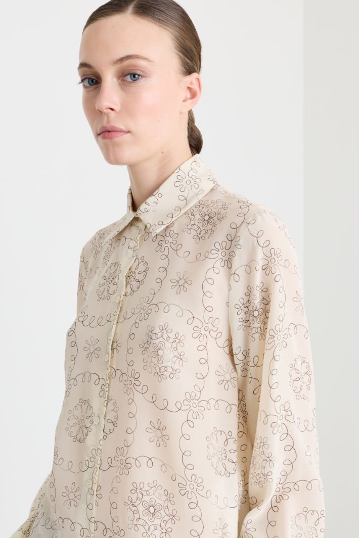Camicia in crepe stampato - BIANCO NERO - Intrend - 3