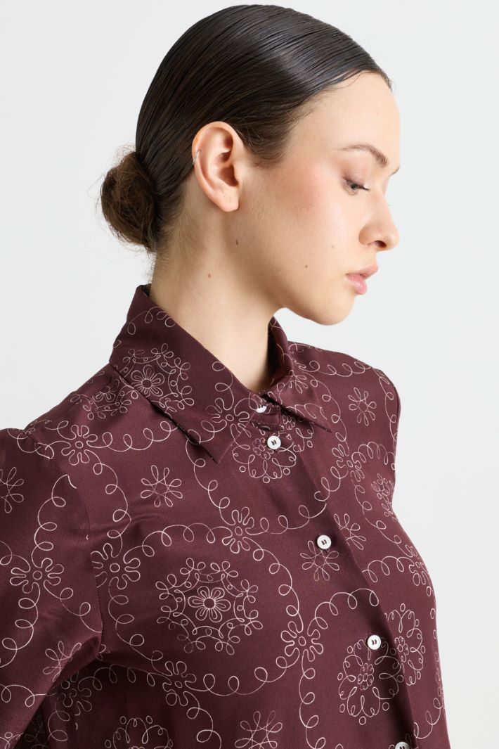 Camicia in crepe stampato - BORDEAUX - Intrend - 3