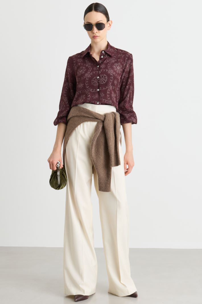 Camicia in crepe stampato - BORDEAUX - Intrend