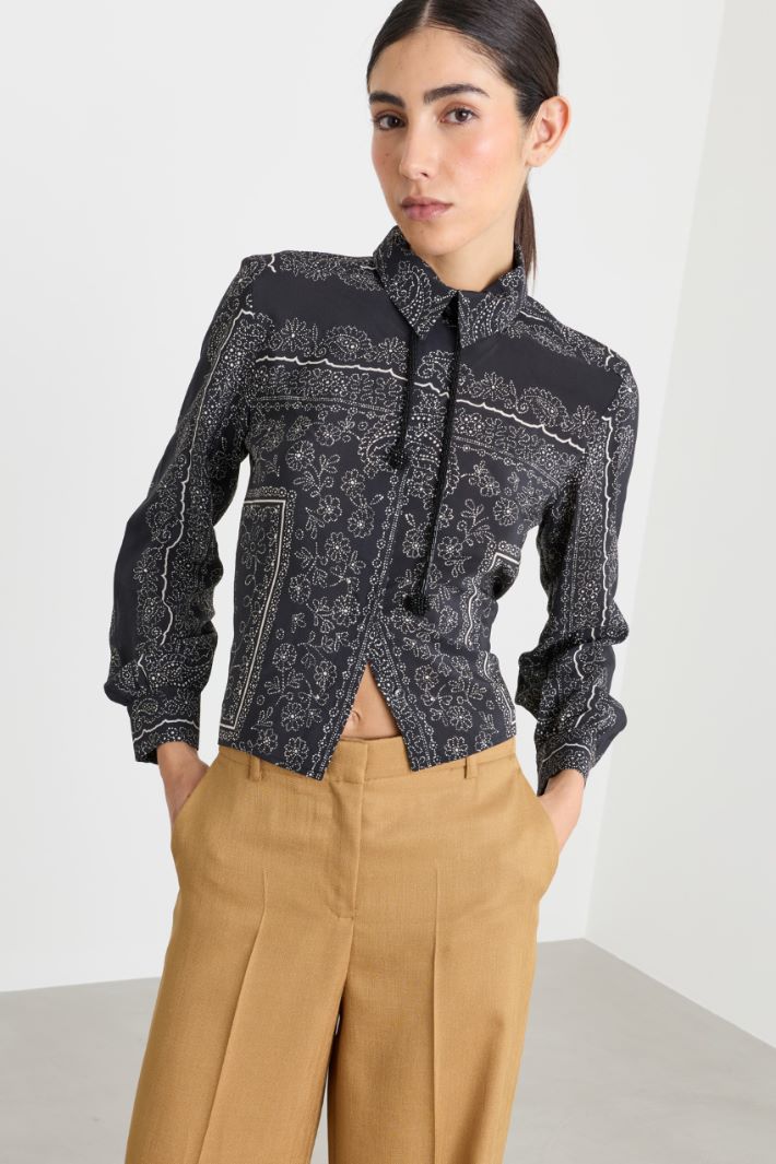 Camicia con tagli geometrici - NERO - Intrend - 2