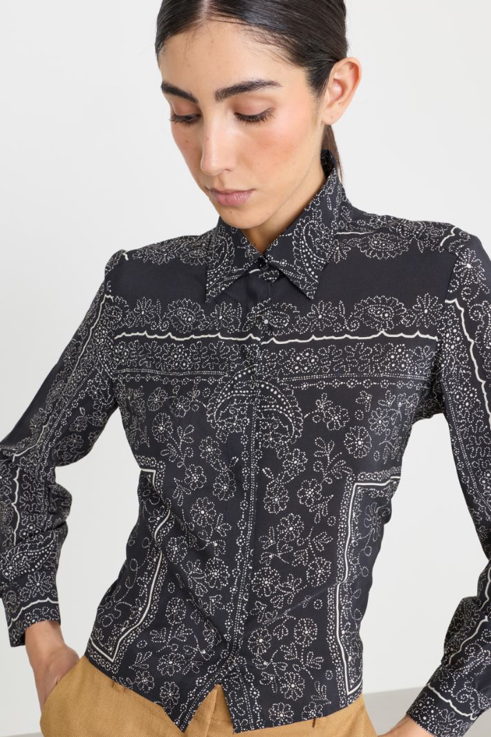 Camicia con tagli geometrici - NERO - Intrend - 3