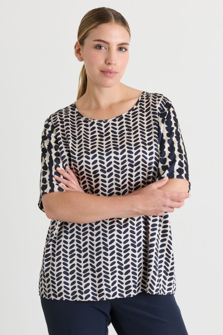 Top in raso stampato - BLU BIANCO - Intrend - 4