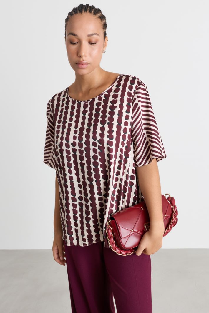 Top in raso stampato - BORDEAUX AVORIO - Intrend - 2