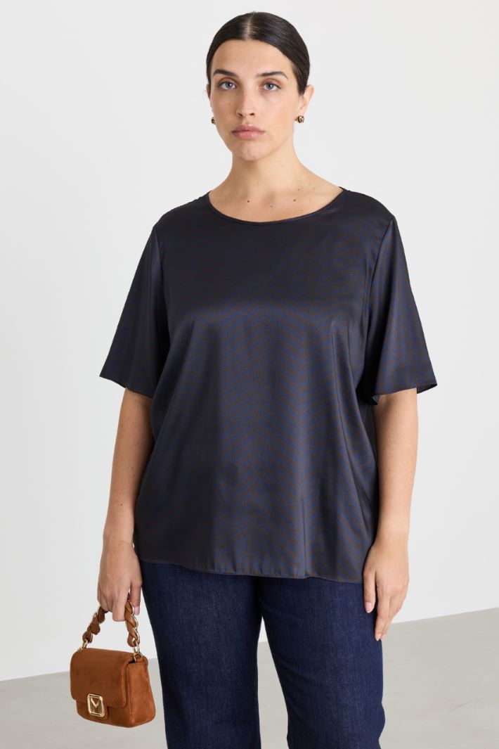 Top in raso stampato - MARRONE BLU - Intrend - 2