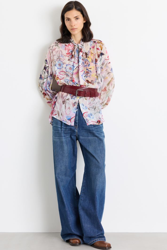 Blusa con collo a foulard - ROSA - Intrend