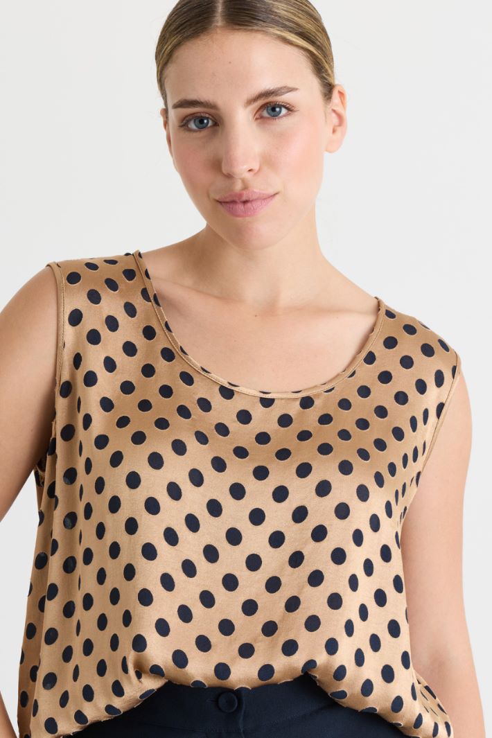 Top in raso a pois - CAMMELLO NERO - Intrend - 3