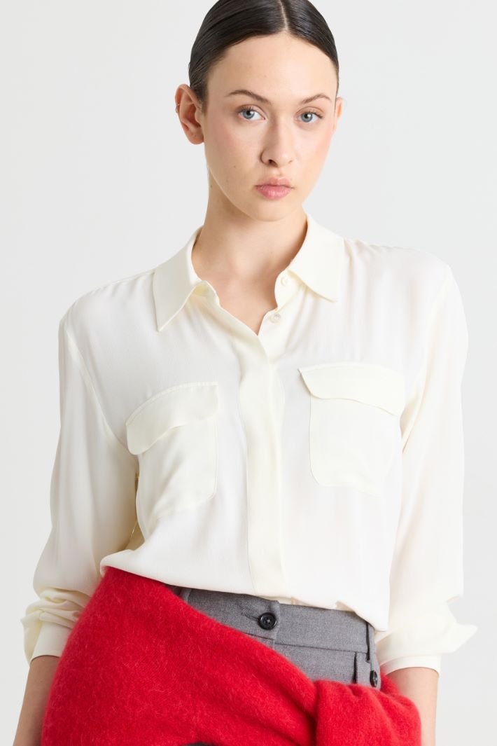 Patch Pocket Shirt - WHITE - Intrend - 2